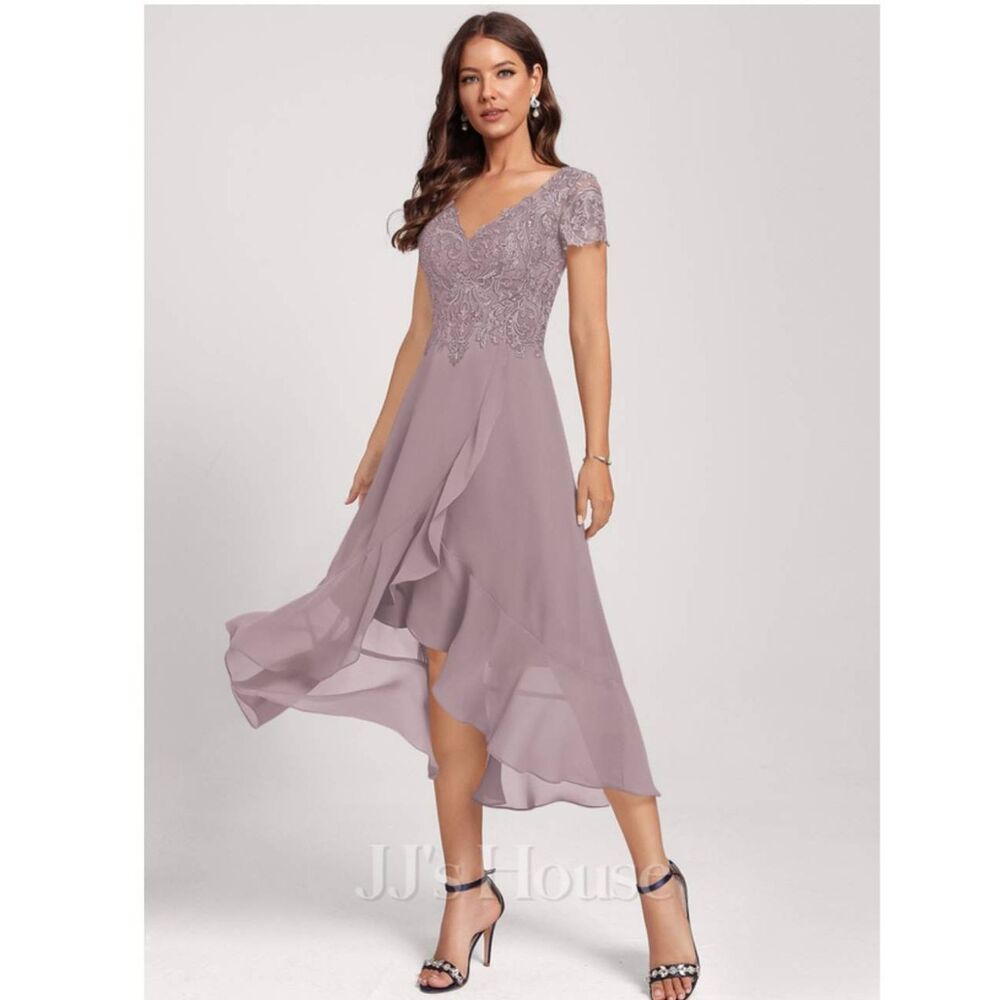 JJ'S House Tallulah A-line Midi Dress in Dusk, Lace Bodice,Chiffon Skirt,NWT, 10